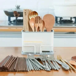 Tom Küche & Esszimmer-Besteck-Organizer, Utensilien-Abtropfgestell, Schwammhalter mit Doppelgitter