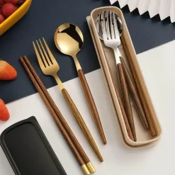 Tom Küche & Esszimmer-Besteckset aus Edelstahl – Küchenutensilien mit Holzgriff