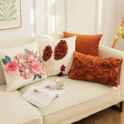 The Cushion Corner Bettzeug-Bestickter Kissenbezug mit Blumenbaum - Dekorativer Kissenbezug für Sofa