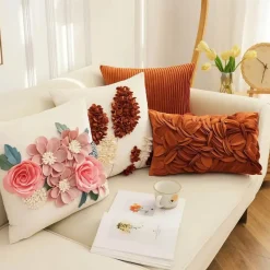 The Cushion Corner Bettzeug-Bestickter Kissenbezug mit Blumenbaum - Dekorativer Kissenbezug für Sofa