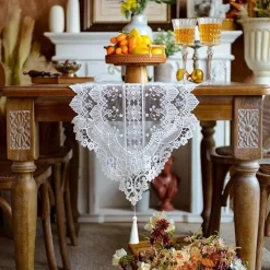 Fine Table Threads Küche & Esszimmer-Bestickter Makramee-Tischläufer – Hohldesign, Heimdekoration