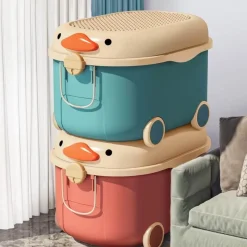 The Decor Haven Babyspielzeug-Bewegliche Aufbewahrungsbox im Cartoon-Stil für Kinder – lustiger Spielzeug-Organizer