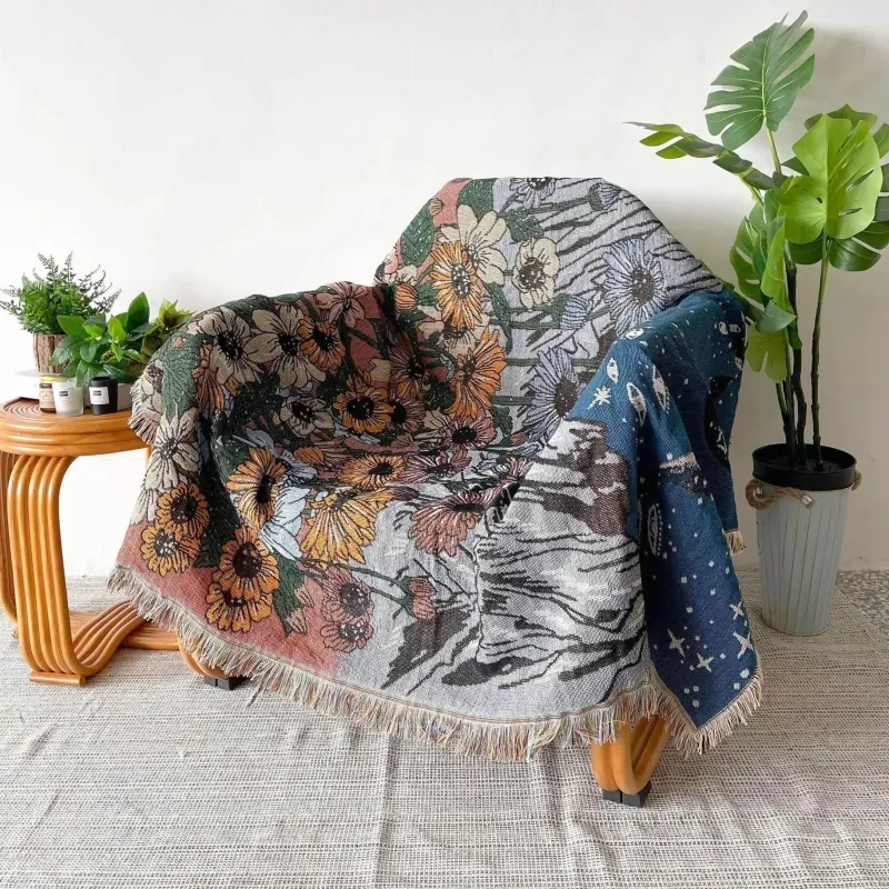 Snug u0026 Soft Bettzeug-Böhmische Überwurfdecke - Geometrischer Wandteppich-Sofabezug mit Quasten