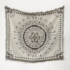 Snug u0026 Soft Bettzeug-Böhmische Überwurfdecke - Geometrischer Wandteppich-Sofabezug mit Quasten