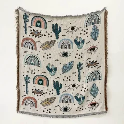 Snug u0026 Soft Bettzeug-Böhmische Überwurfdecke - Geometrischer Wandteppich-Sofabezug mit Quasten