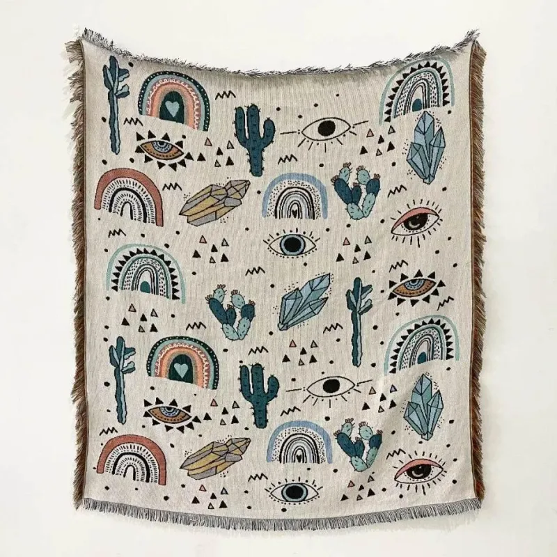 Snug u0026 Soft Bettzeug-Böhmische Überwurfdecke - Geometrischer Wandteppich-Sofabezug mit Quasten