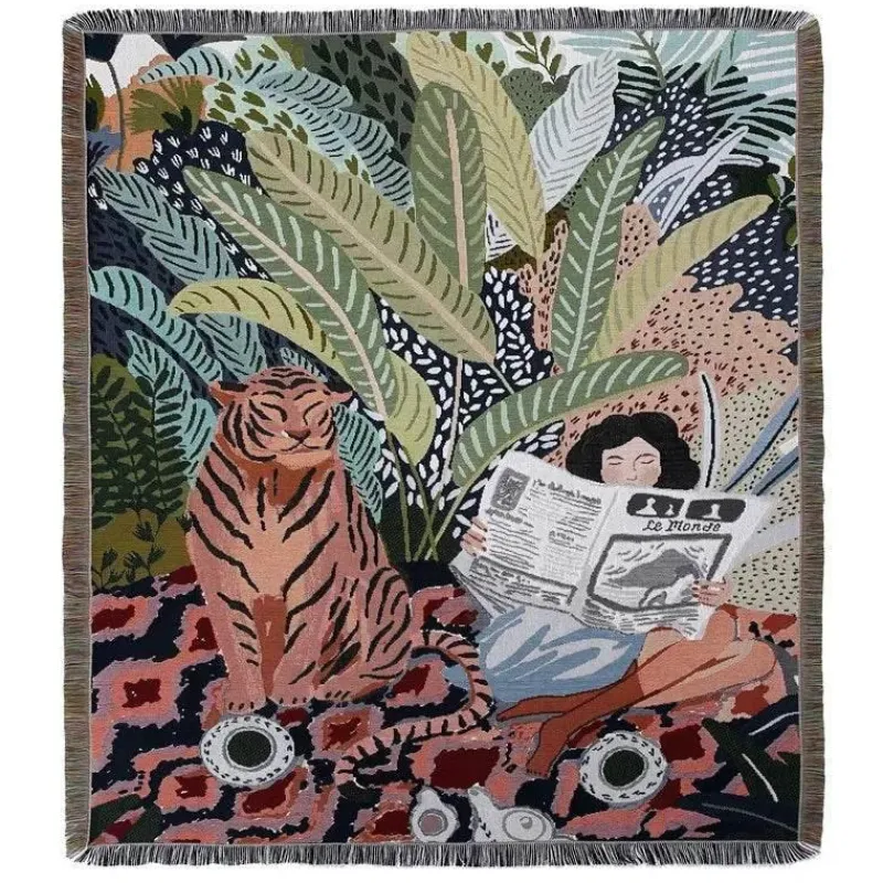 Snug u0026 Soft Bettzeug-Böhmische Überwurfdecke - Geometrischer Wandteppich-Sofabezug mit Quasten