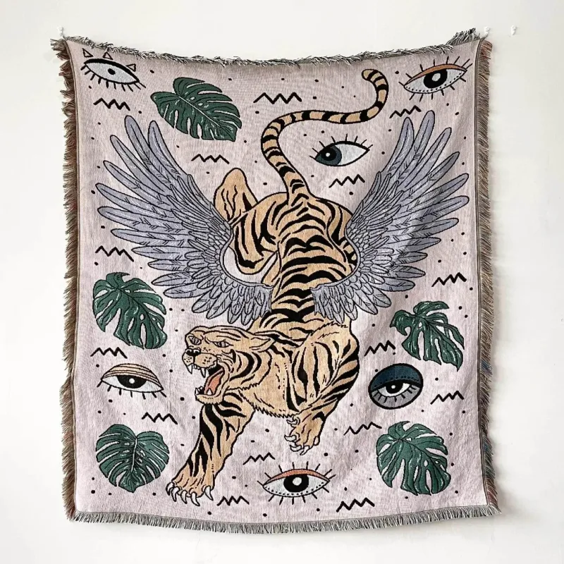 Snug u0026 Soft Bettzeug-Böhmische Überwurfdecke - Geometrischer Wandteppich-Sofabezug mit Quasten