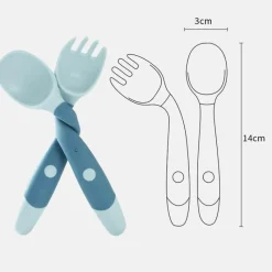 Kinder Little Nest Kinderwagen & Zubehör-Biegbares Löffel-Gabel-Set für Babys – weiches, flexibles Besteck für Kleinkinder