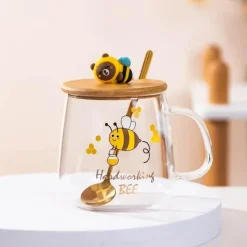 Plates u0026 More Küche & Esszimmer-Bienenglasbecher mit Deckel - Kaffeelöffelbecher zum Frühstück