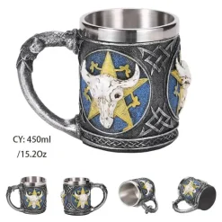 Feast u0026 Flair Küche & Esszimmer-Bierkrug mit Wikinger-Totenkopf - Piratenkrug aus Edelstahl