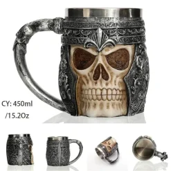 Feast u0026 Flair Küche & Esszimmer-Bierkrug mit Wikinger-Totenkopf - Piratenkrug aus Edelstahl