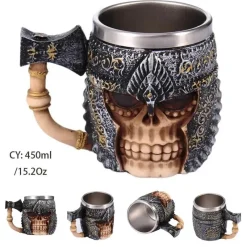 Feast u0026 Flair Küche & Esszimmer-Bierkrug mit Wikinger-Totenkopf - Piratenkrug aus Edelstahl