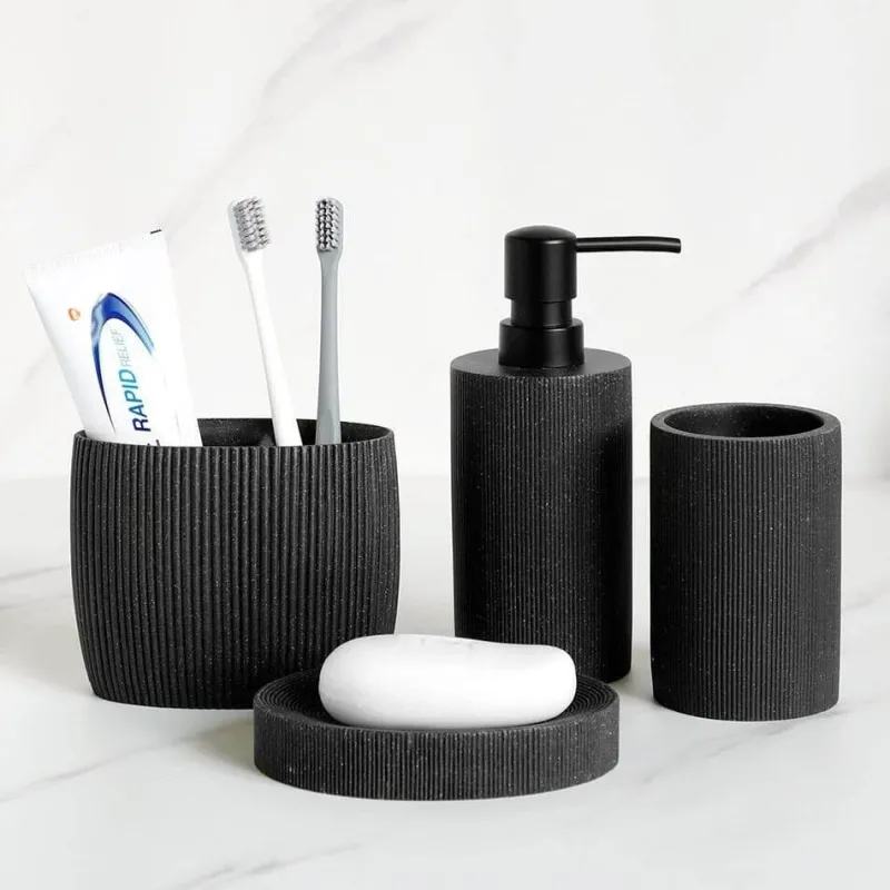 Serene Splash Badezimmer-Black Bathroom Accessory Set - Modern Stylish Décor
