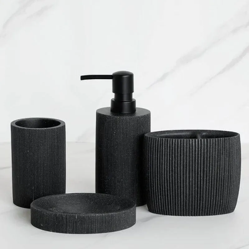 Serene Splash Badezimmer-Black Bathroom Accessory Set - Modern Stylish Décor