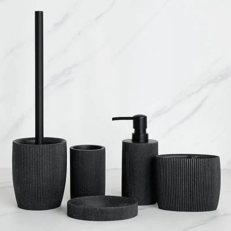 Serene Splash Badezimmer-Black Bathroom Accessory Set - Modern Stylish Décor