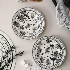 Plates u0026 More Küche & Esszimmer-Black Bird Keramiktassen-Set mit Untertasse – Elegantes Trinkgeschirr für Kaffee und Tee