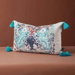 Pillow Haven Bettzeug-Blauer Löwe Hund Lendenkissenbezug - Zitronenbäume GG Stil