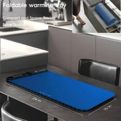 The Decor Haven Küche & Esszimmer|Outdoor-Artikel-Blaues elektrisches Speisenwärmtablett – 9 Temperaturen, faltbares Silikondesign