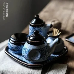 Elegance at the Table Küche & Esszimmer-Blaues Gewürzdosen-Set aus Keramik – Elegante Gewürzbehälter für die Küche zum organisierten Kochen