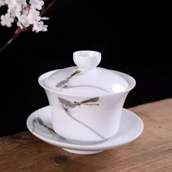 Plates u0026 More Küche & Esszimmer-Blau-weißes Gaiwan-Teeservice aus Porzellan, handbemalte traditionelle Teetassen