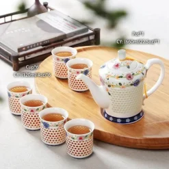 Feast u0026 Flair Küche & Esszimmer-Blau-weißes Kungfu-Teeservice aus Porzellan – Puer-Teetasse und Kanne, Teegeschirr für die Teezeit