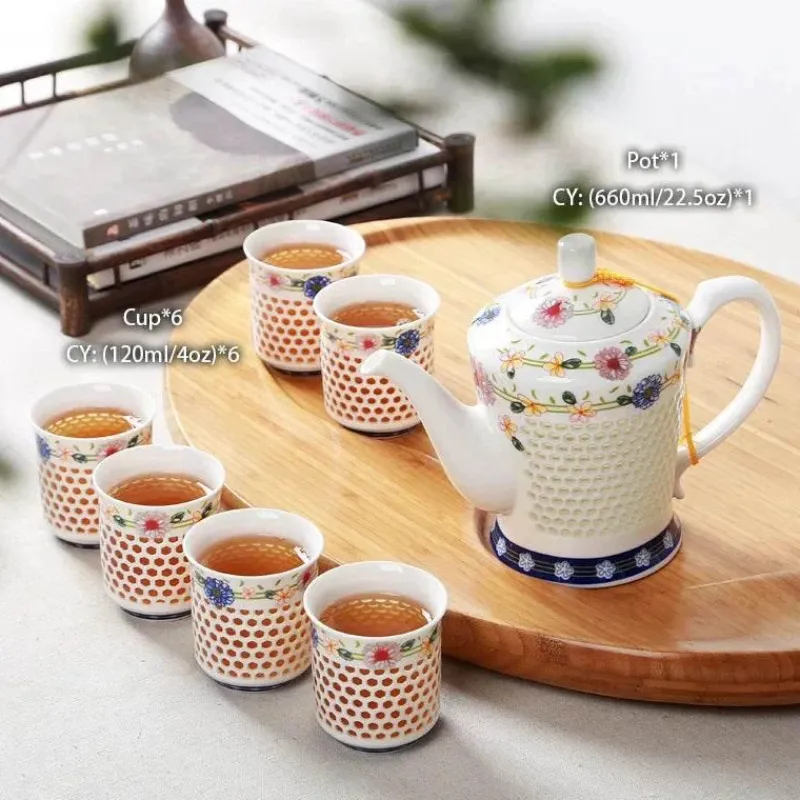 Feast u0026 Flair Küche & Esszimmer-Blau-weißes Kungfu-Teeservice aus Porzellan – Puer-Teetasse und Kanne, Teegeschirr für die Teezeit