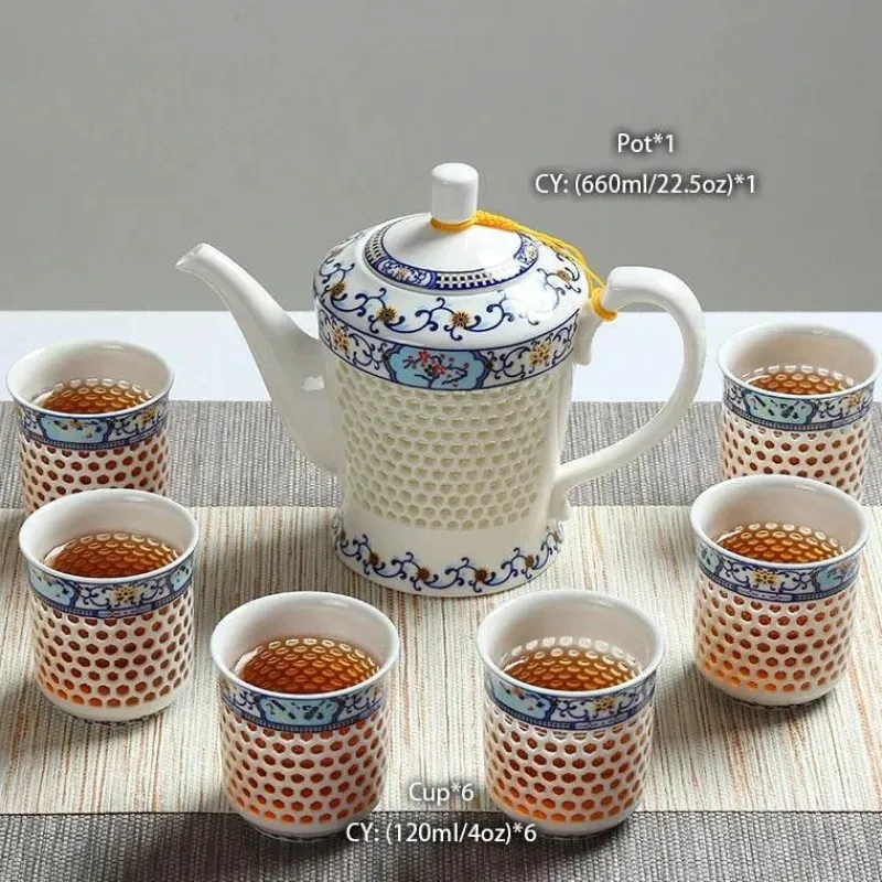 Feast u0026 Flair Küche & Esszimmer-Blau-weißes Kungfu-Teeservice aus Porzellan – Puer-Teetasse und Kanne, Teegeschirr für die Teezeit