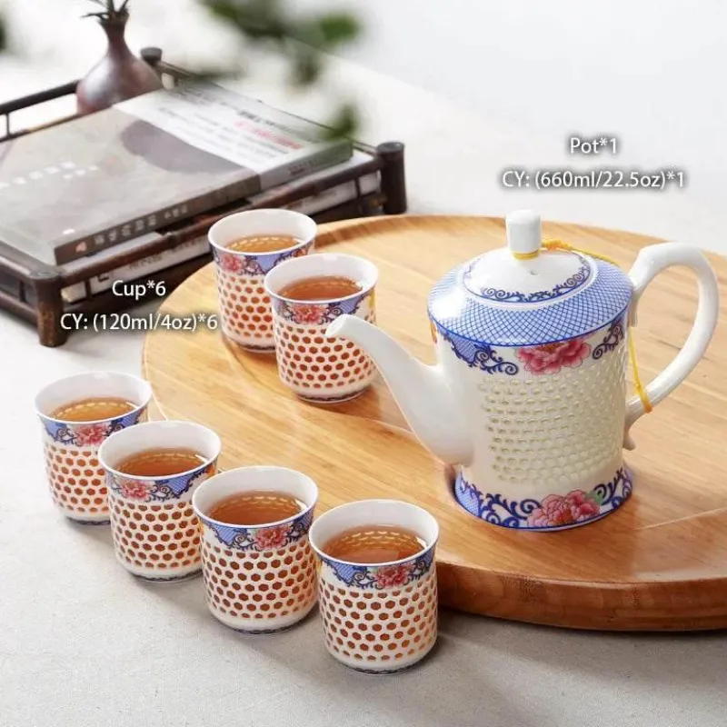 Feast u0026 Flair Küche & Esszimmer-Blau-weißes Kungfu-Teeservice aus Porzellan – Puer-Teetasse und Kanne, Teegeschirr für die Teezeit