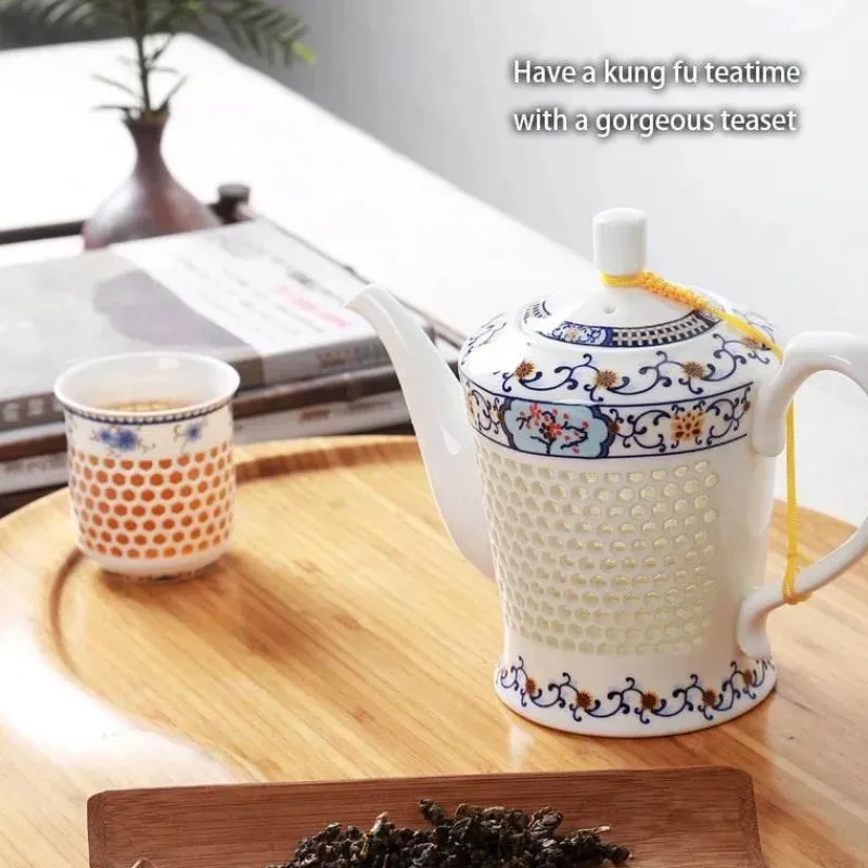 Feast u0026 Flair Küche & Esszimmer-Blau-weißes Kungfu-Teeservice aus Porzellan – Puer-Teetasse und Kanne, Teegeschirr für die Teezeit