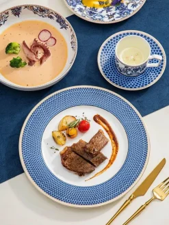 Feast u0026 Flair Küche & Esszimmer-Blue Lotus Geschirr-Teeservice – Elegantes Keramikgeschirr