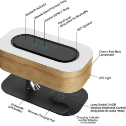 Comfort u0026 Style Beleuchtung-Bluetooth Speaker Desk Lamp with Wireless Charger - Dimmable Japanese Design