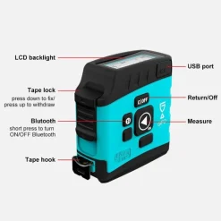 Roam Ready Heimwerkzeuge|Outdoor & Garten-Bluetooth-Maßband – Intelligentes digitales Messwerkzeug