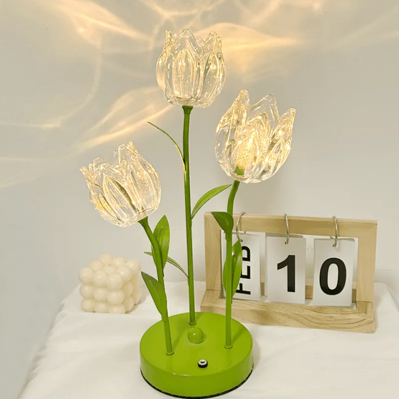 The Light Loft Beleuchtung-Blumen-LED-Nachtlampe – dekoratives Nachttischlicht