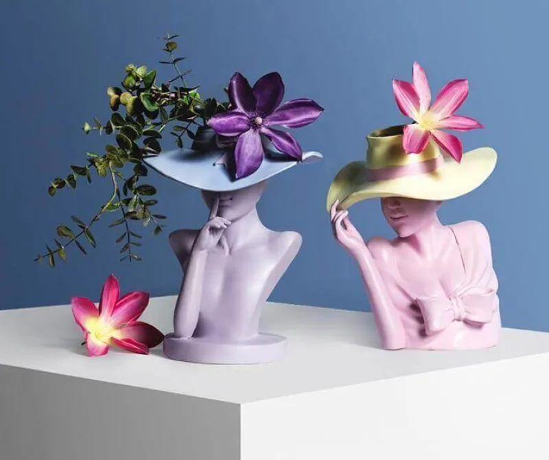 Accent Haven Wohndeko-Blumentopf - Hübsche Frau Pflanzgefäß Statue