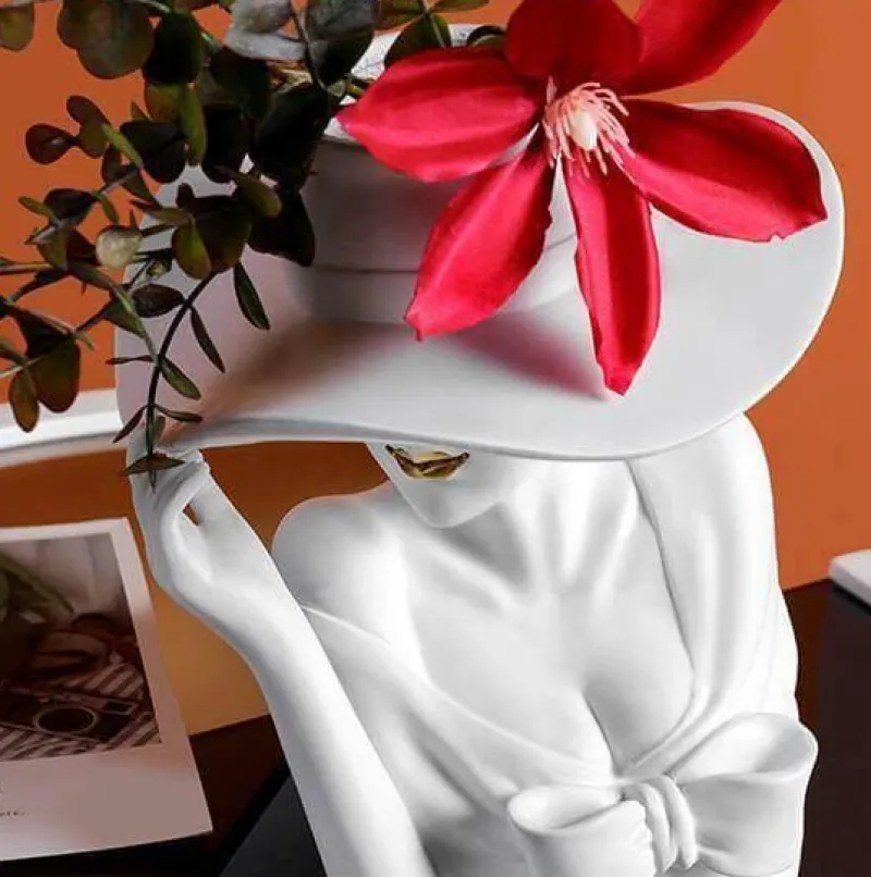 Accent Haven Wohndeko-Blumentopf - Hübsche Frau Pflanzgefäß Statue