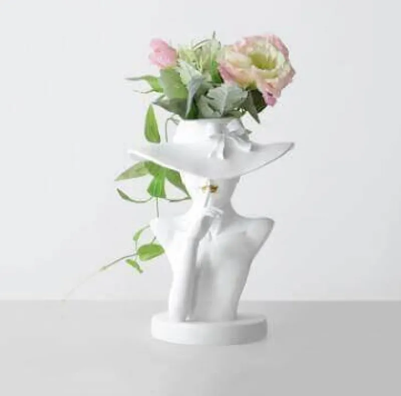 Accent Haven Wohndeko-Blumentopf - Hübsche Frau Pflanzgefäß Statue