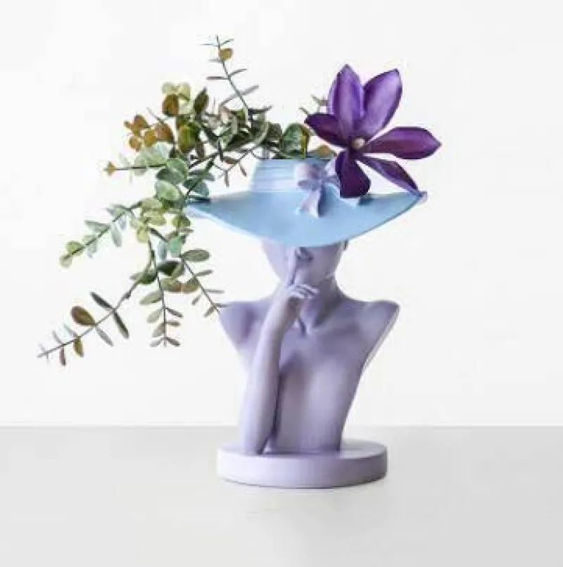 Accent Haven Wohndeko-Blumentopf - Hübsche Frau Pflanzgefäß Statue