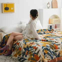 Cozy Haven Bettzeug-Boho Baumwoll-Überwurfdecke - Leichte dekorative Gazedecke