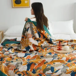 Cozy Haven Bettzeug-Boho Baumwoll-Überwurfdecke - Leichte dekorative Gazedecke