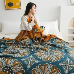 Cozy Haven Bettzeug-Boho Baumwoll-Überwurfdecke - Leichte dekorative Gazedecke