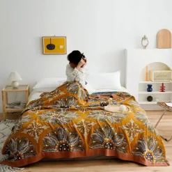 Cozy Haven Bettzeug-Boho Baumwoll-Überwurfdecke - Leichte dekorative Gazedecke