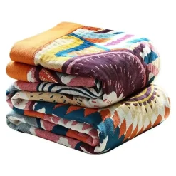 Cozy Haven Bettzeug-Boho Baumwoll-Überwurfdecke - Leichte dekorative Gazedecke