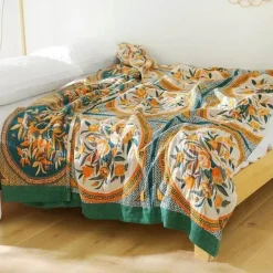 Cozy Haven Bettzeug-Boho Baumwoll-Überwurfdecke - Leichte dekorative Gazedecke