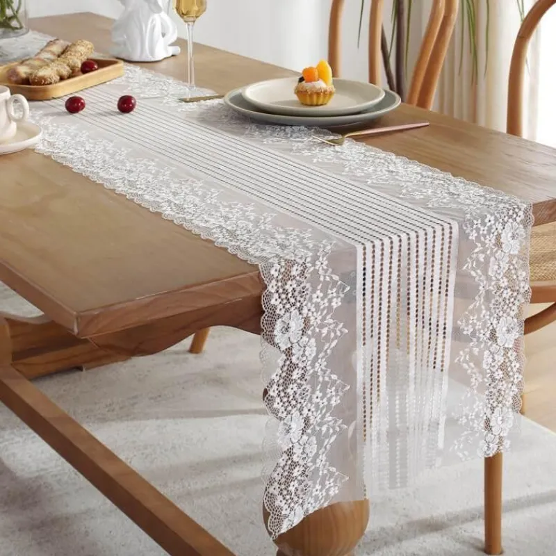 Fine Table Threads Küche & Esszimmer-Boho Floral Makramee Tischläufer - Schickes Tafelaufsatz Dekor