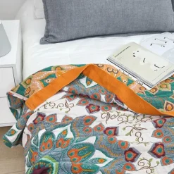 The Blanket Nook Bettzeug-Boho Mandala Baumwolldecke - Doppelseitige weiche Sommerdecke für Betten und Sofas