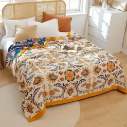 The Blanket Nook Bettzeug-Boho Mandala Baumwolldecke - Doppelseitige weiche Sommerdecke für Betten und Sofas