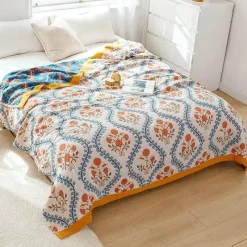 The Blanket Nook Bettzeug-Boho Mandala Baumwolldecke - Doppelseitige weiche Sommerdecke für Betten und Sofas