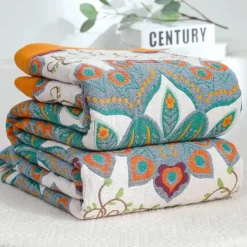 The Blanket Nook Bettzeug-Boho Mandala Baumwolldecke - Doppelseitige weiche Sommerdecke für Betten und Sofas