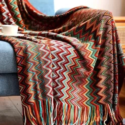 The Finishing Touch Wohndeko-Boho Muster Überwurfdecke - Gemütliche Dekodecke